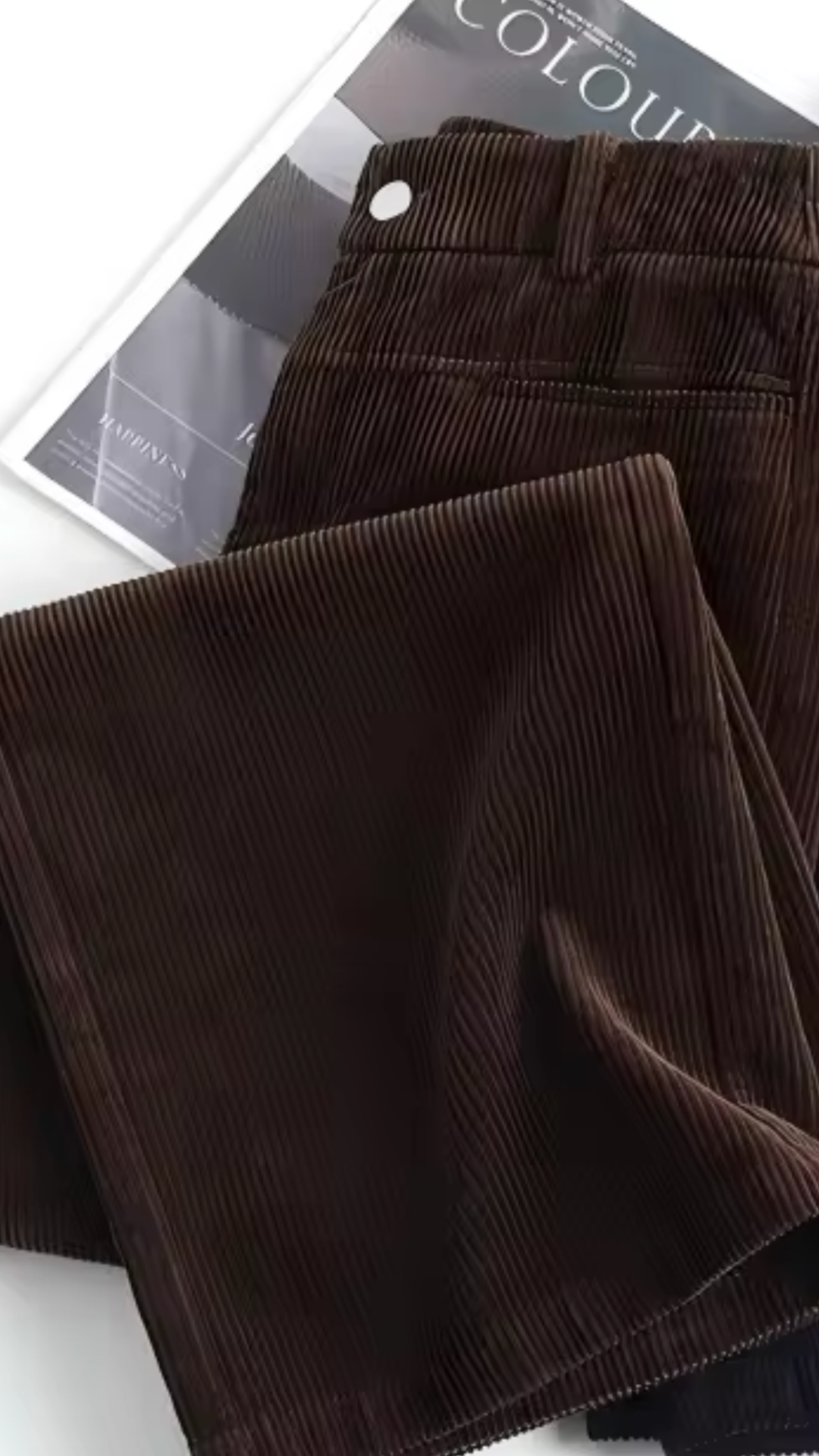 Versatile Corduroy Wide-leg Trousers, High-waisted, Loose Straight-leg