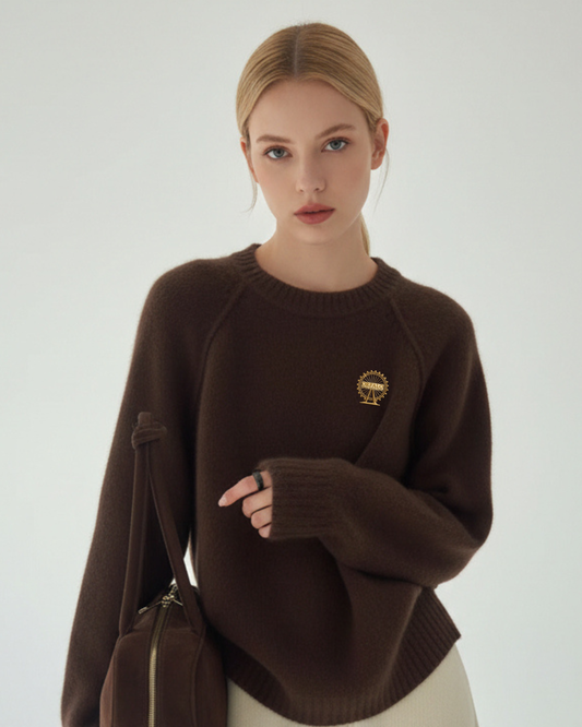 Sweater Wool Solid Crew Neck 100%Wool.