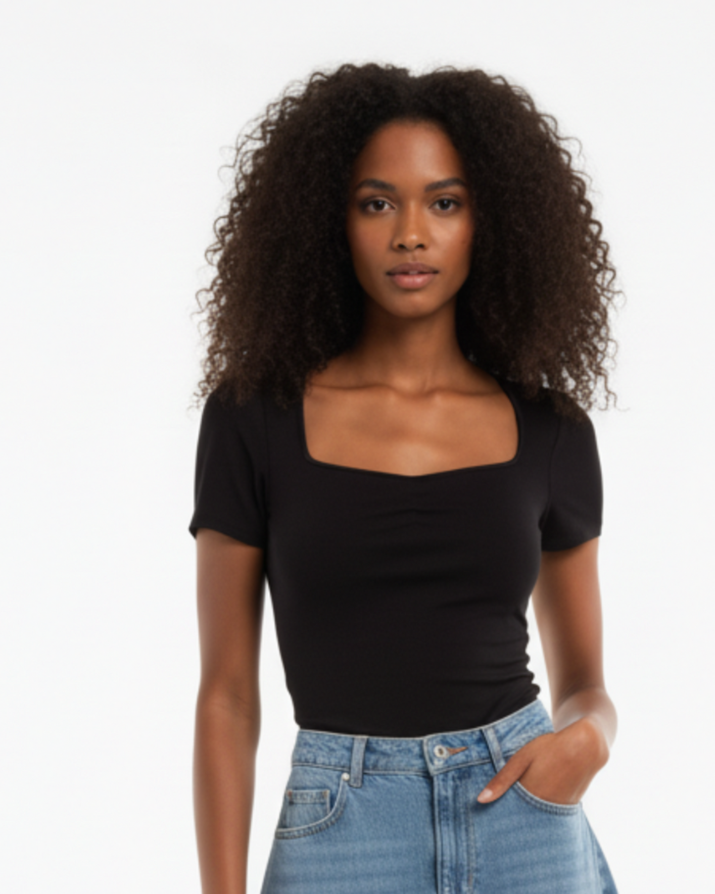 Sweetheart Neck Short Sleeve top Sustainable