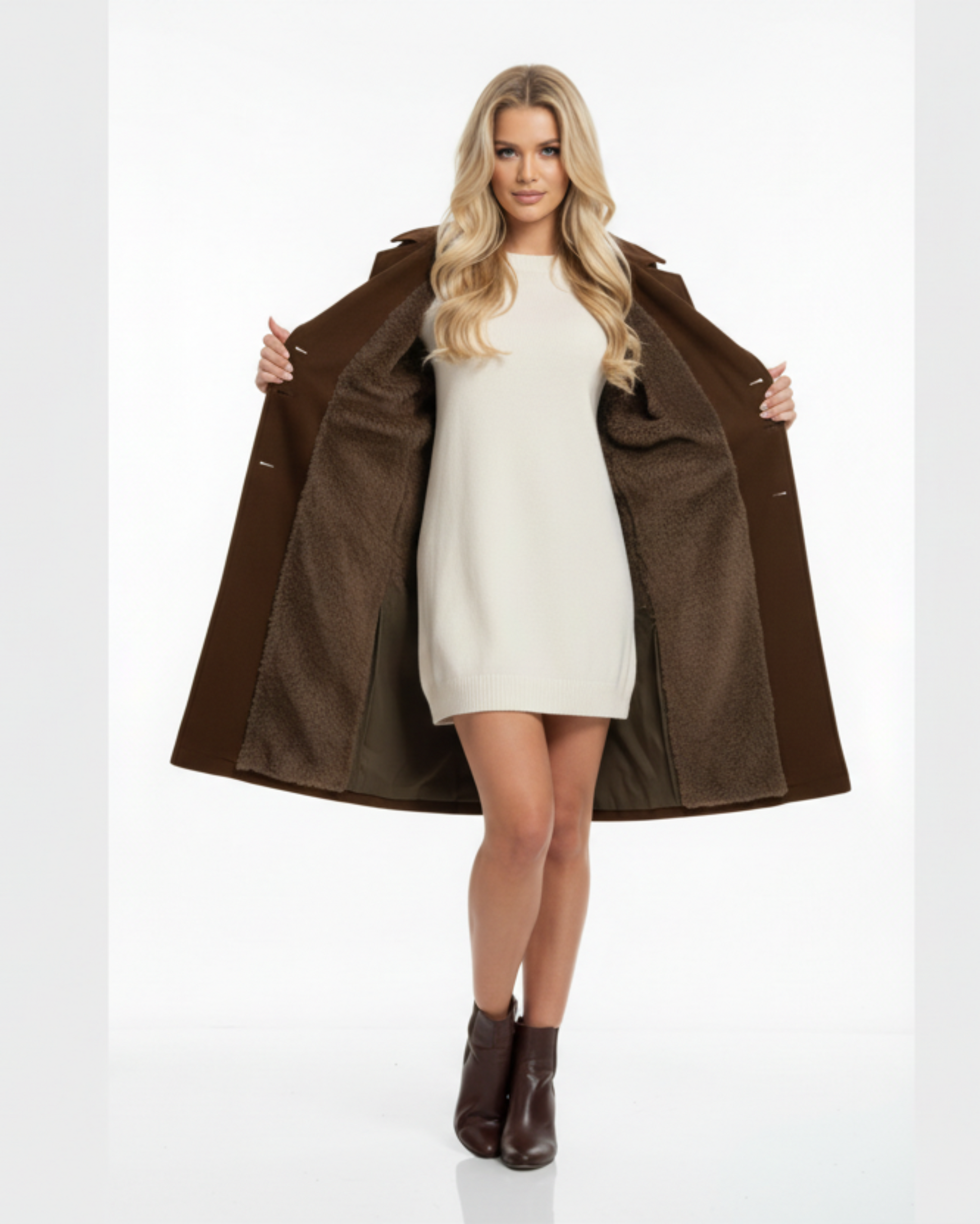 Long warm coat 100% Organic cotton. GOT Certified.