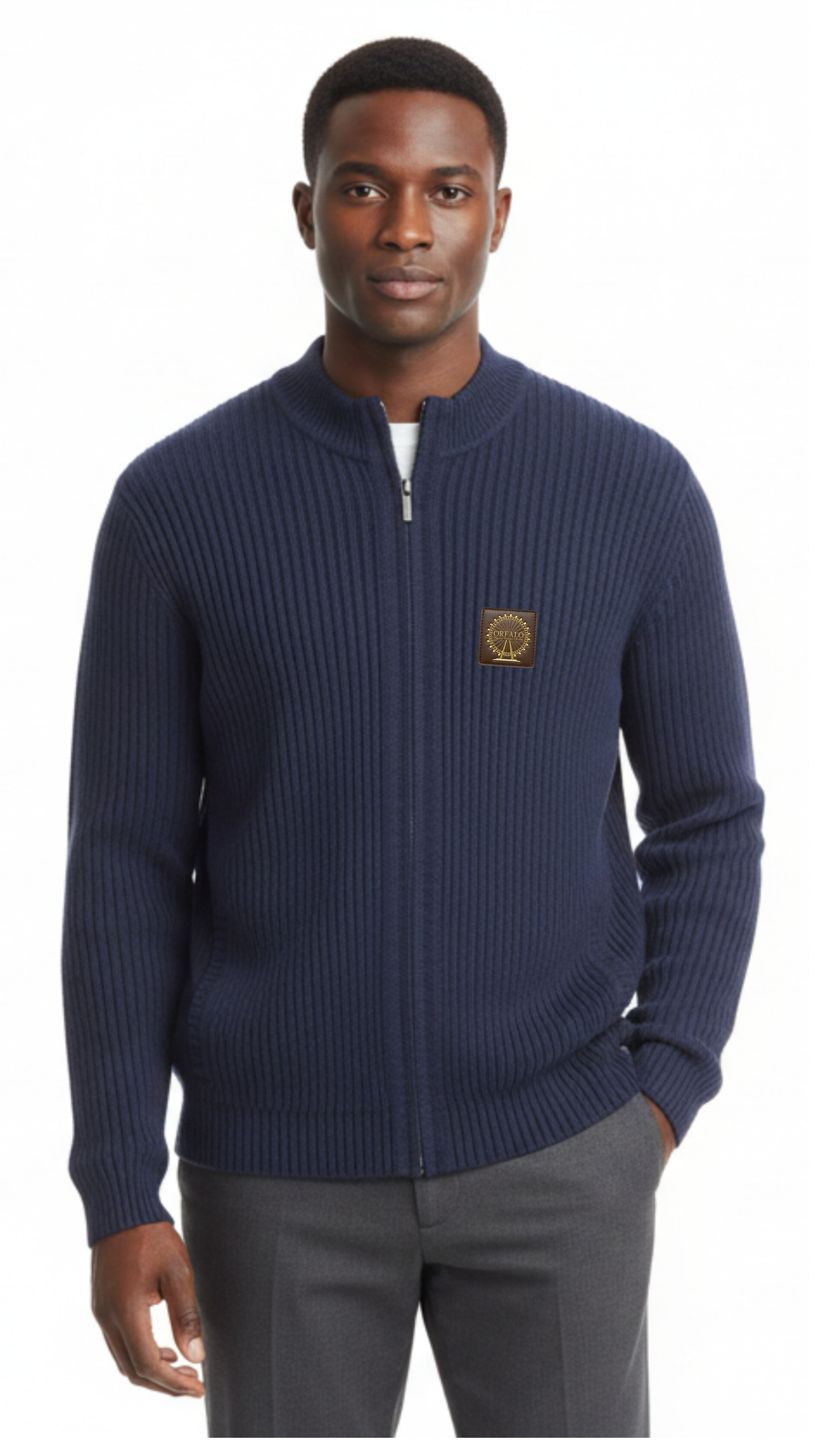 Pure cotton ribbed cardigan