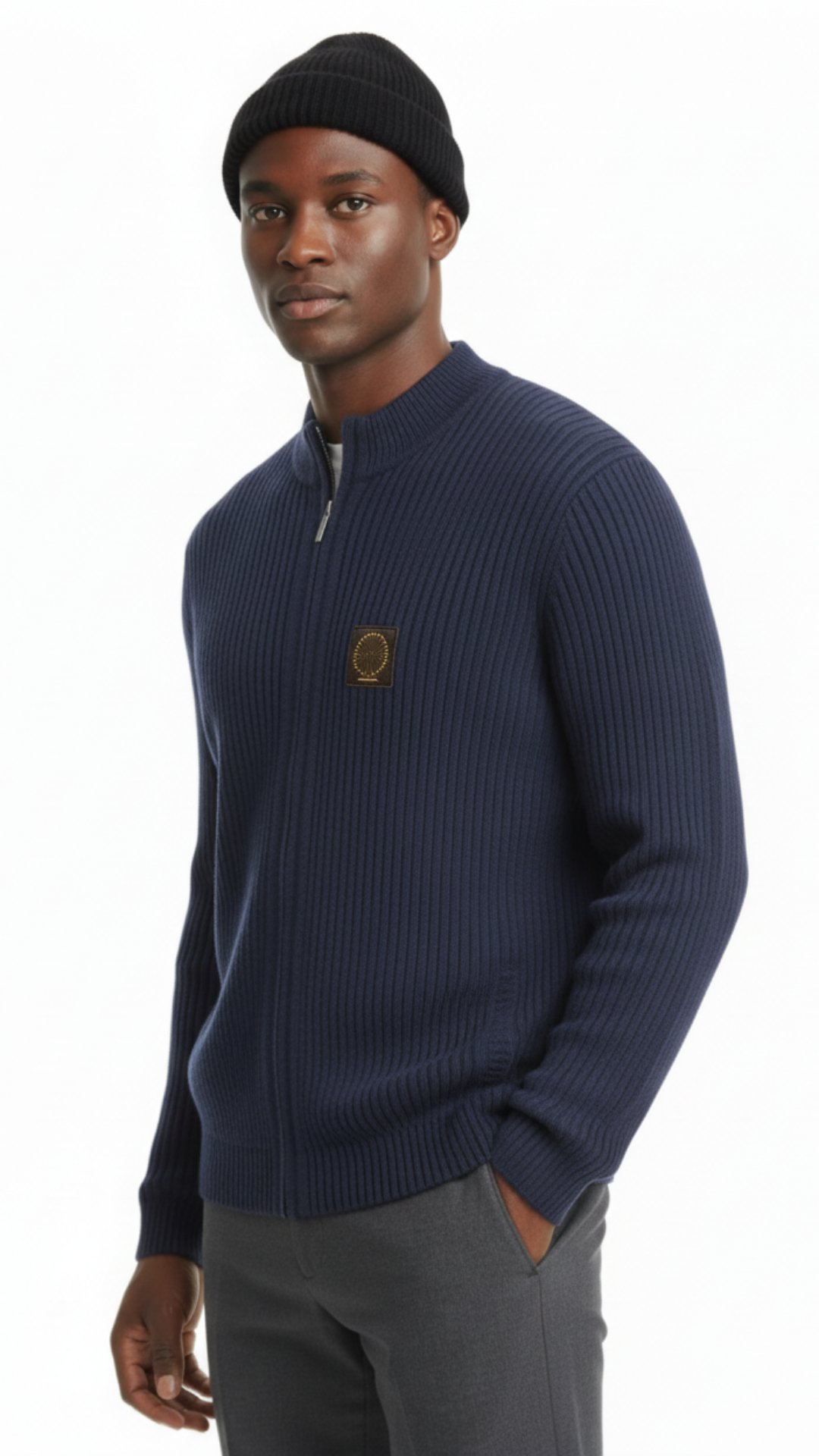 Pure cotton ribbed cardigan