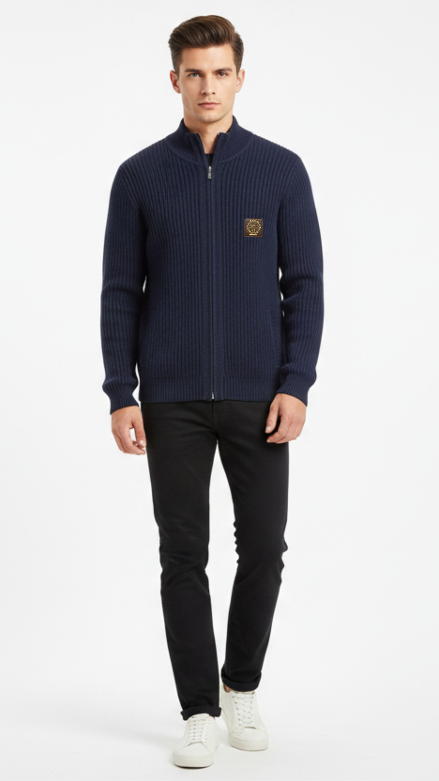 Pure cotton ribbed cardigan