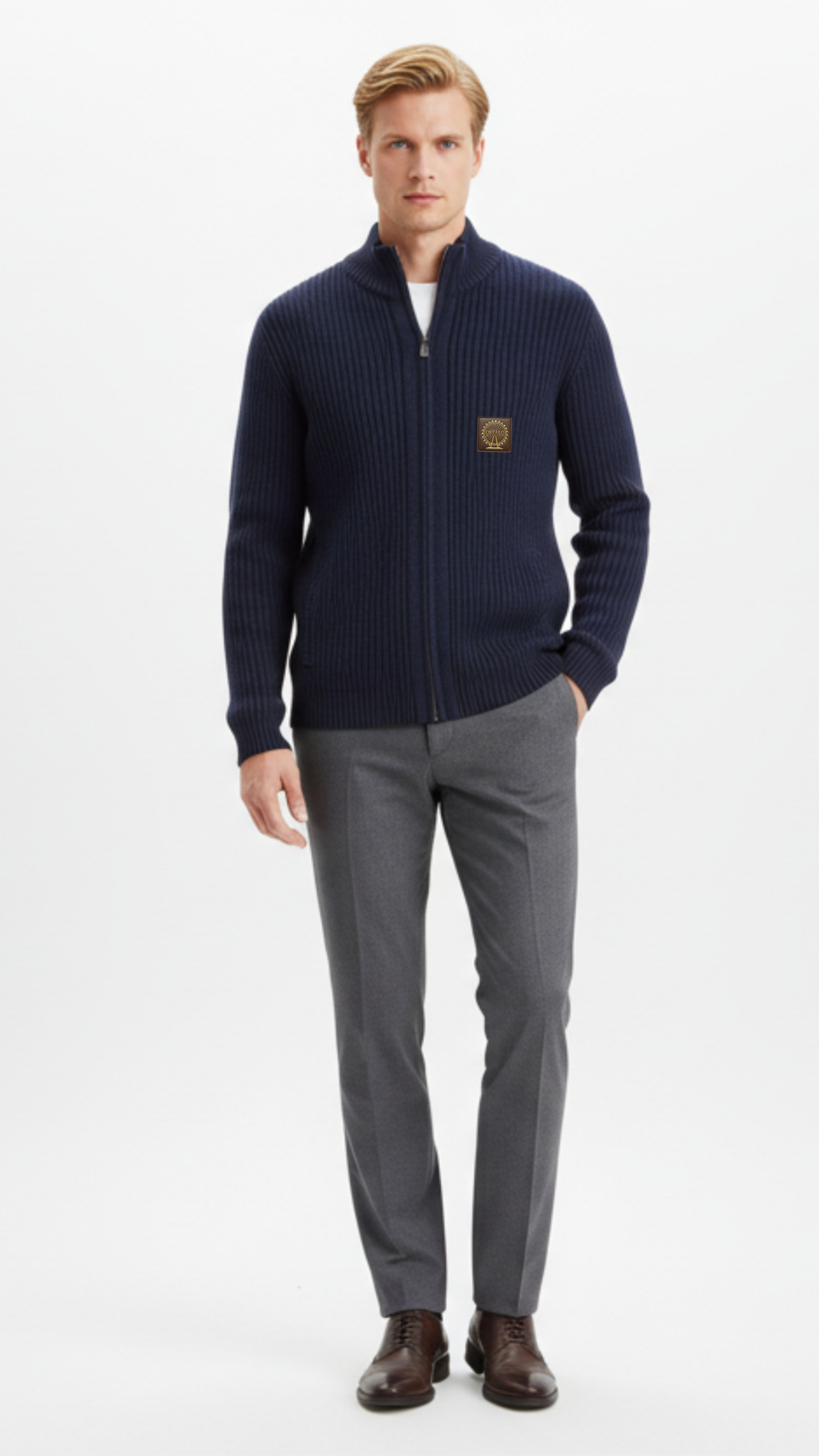 Pure cotton ribbed cardigan