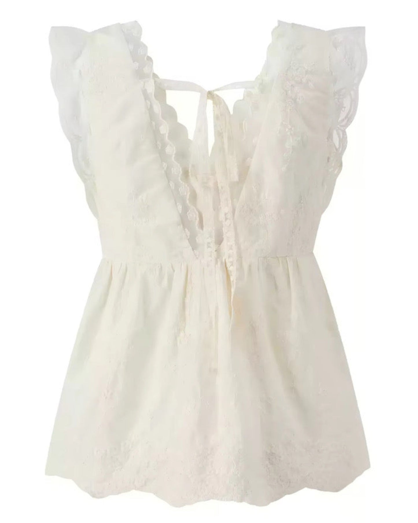 Sleeveless Lace Top, Waist-cinching