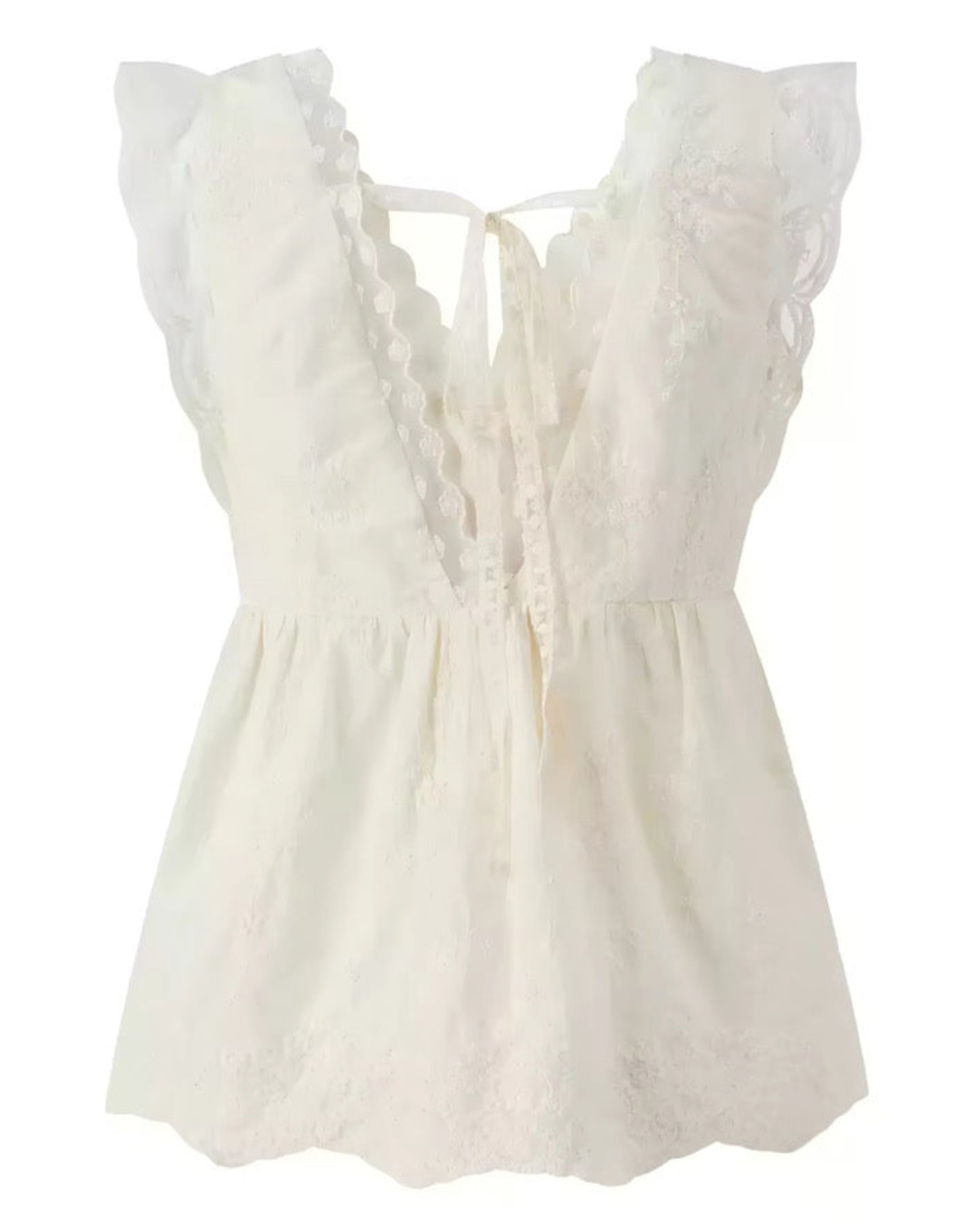 Sleeveless Lace Top, Waist-cinching
