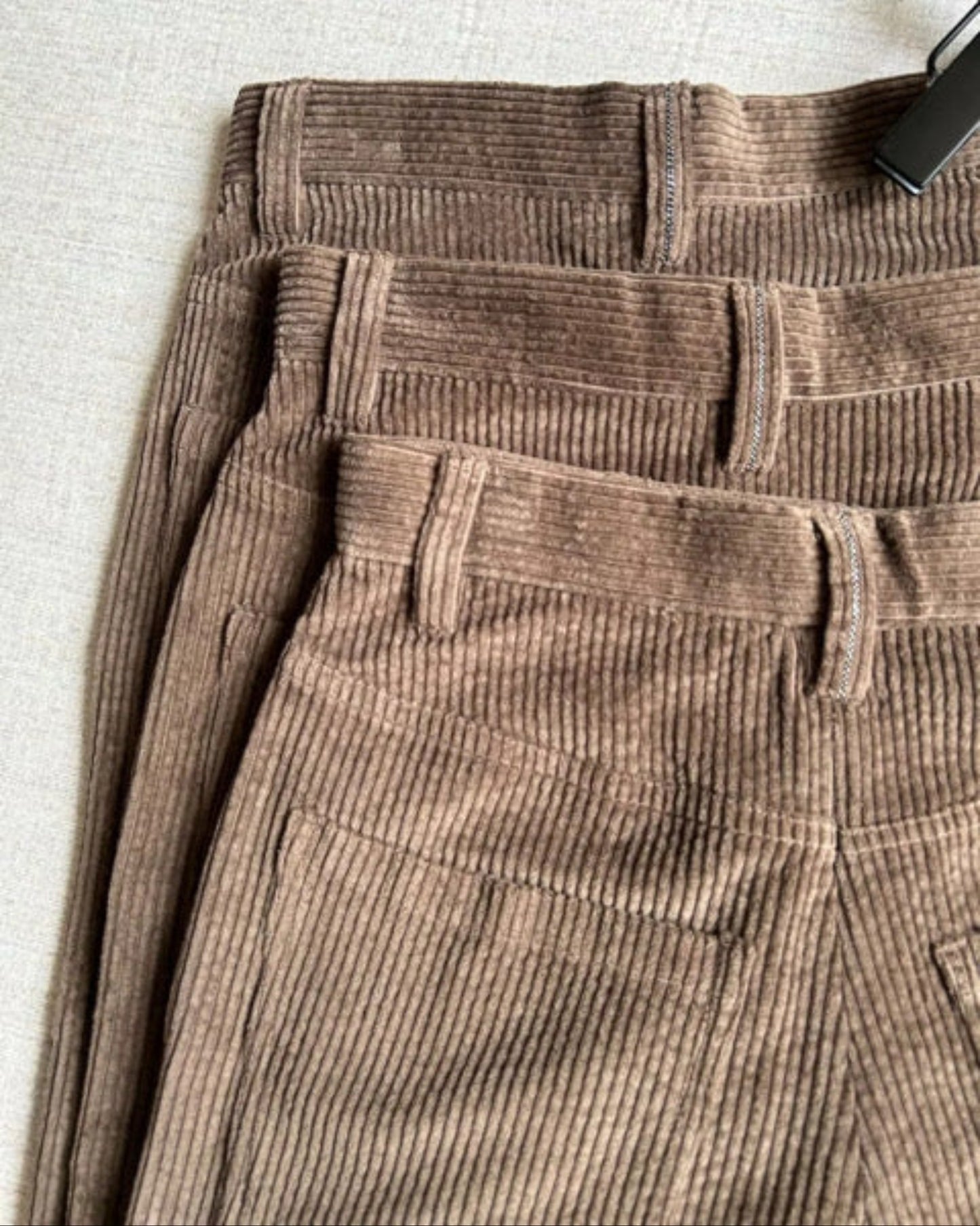 Eco-Friendly, Versatile Corduroy Wide-Leg Trousers, High-Waisted, Loose Straight