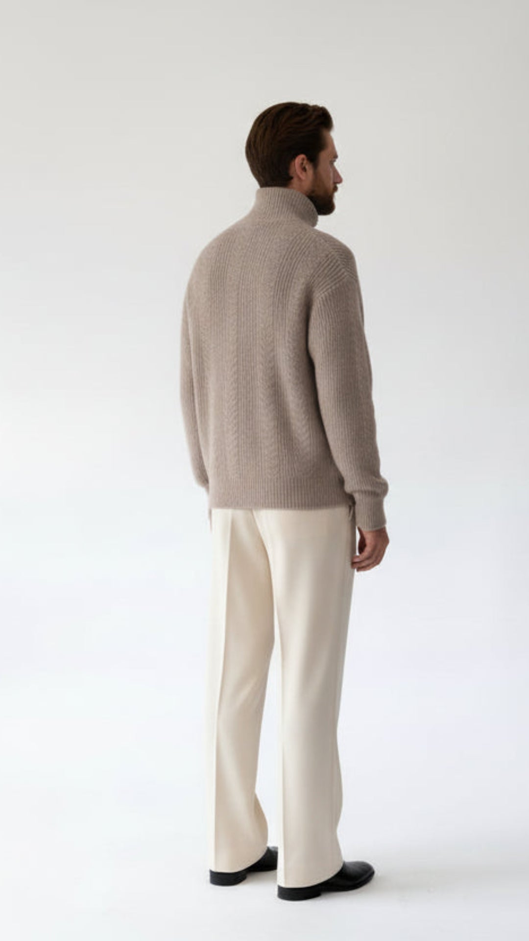 Funnel neck knitted pure cotton jacket