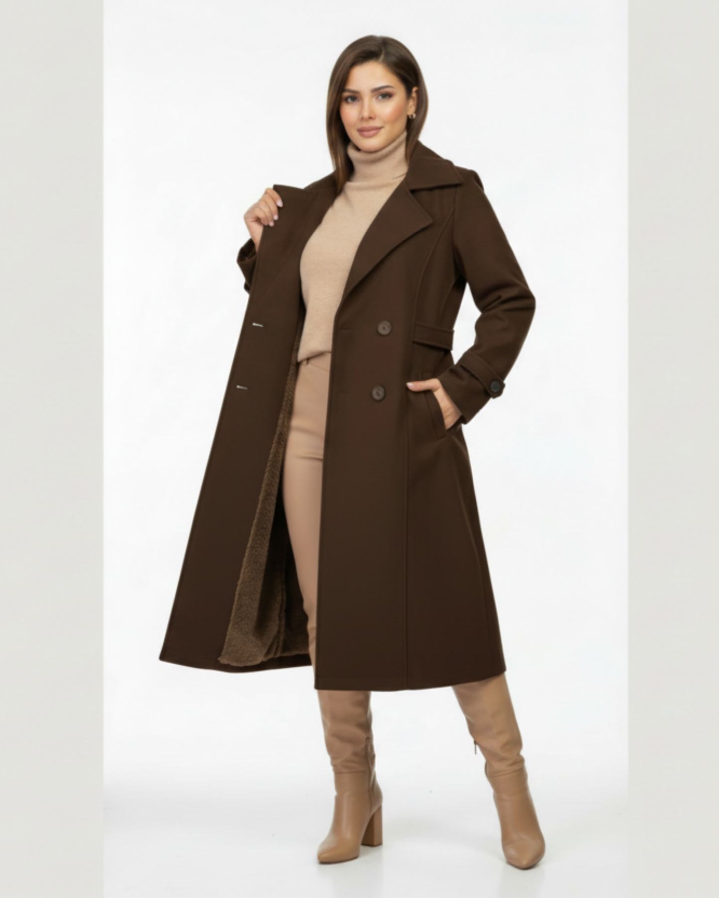 Long warm coat 100% Organic cotton. GOT Certified.