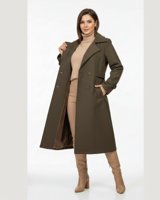 Long warm coat 100% Organic cotton. GOT Certified.