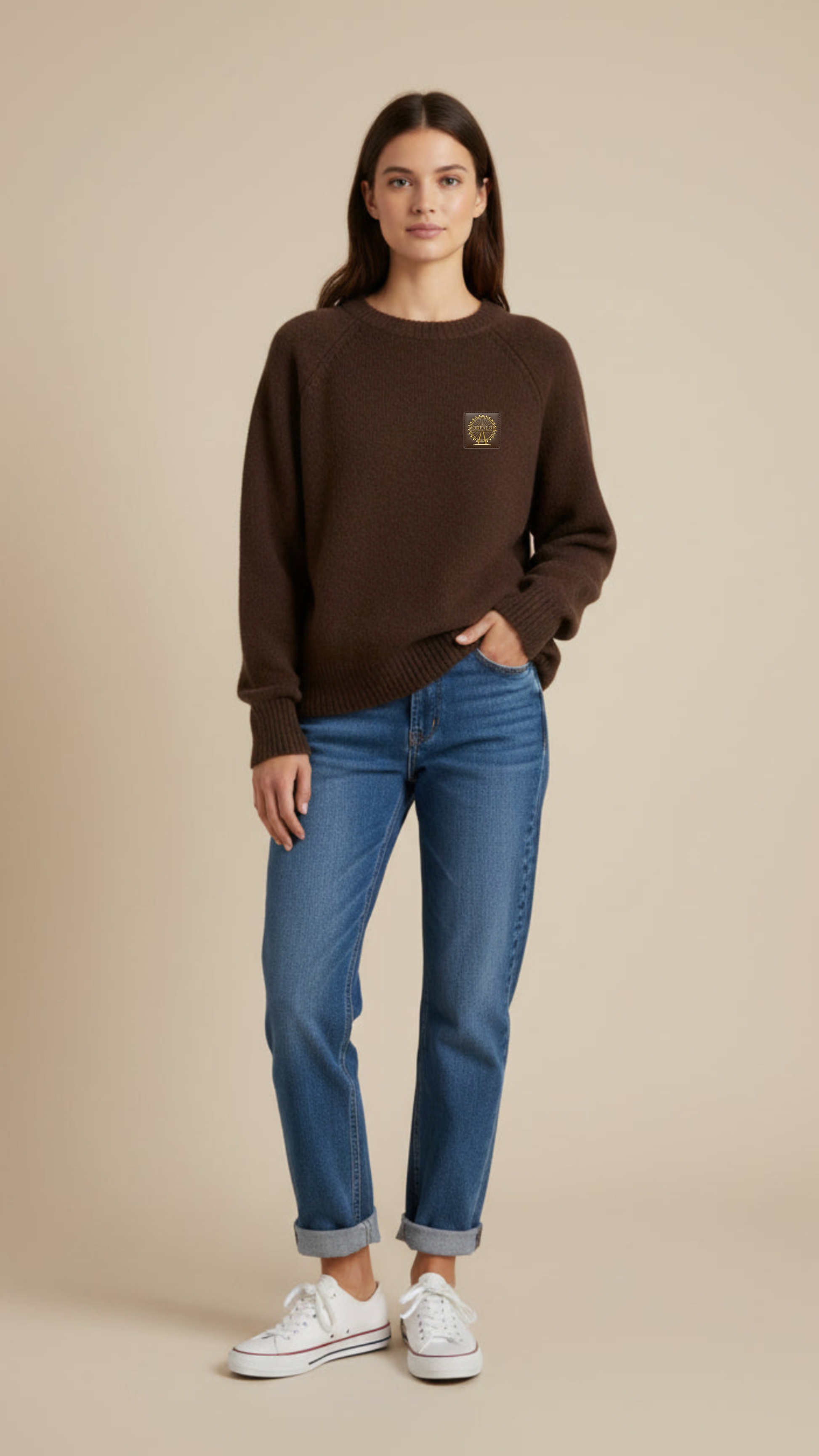 Sweater Wool Solid Crew Neck 100%Wool.