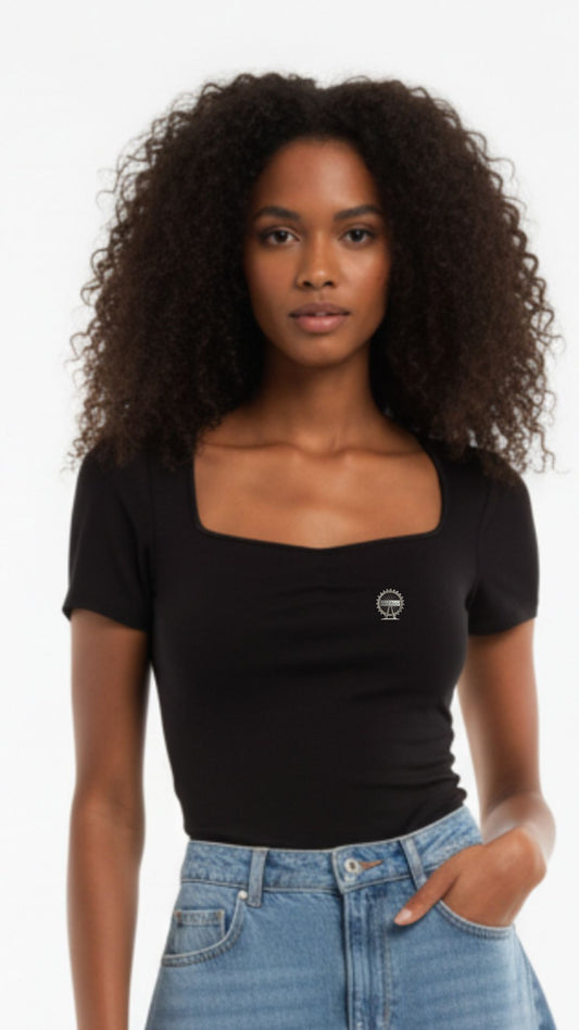 Sweetheart Neck Short Sleeve top Sustainable