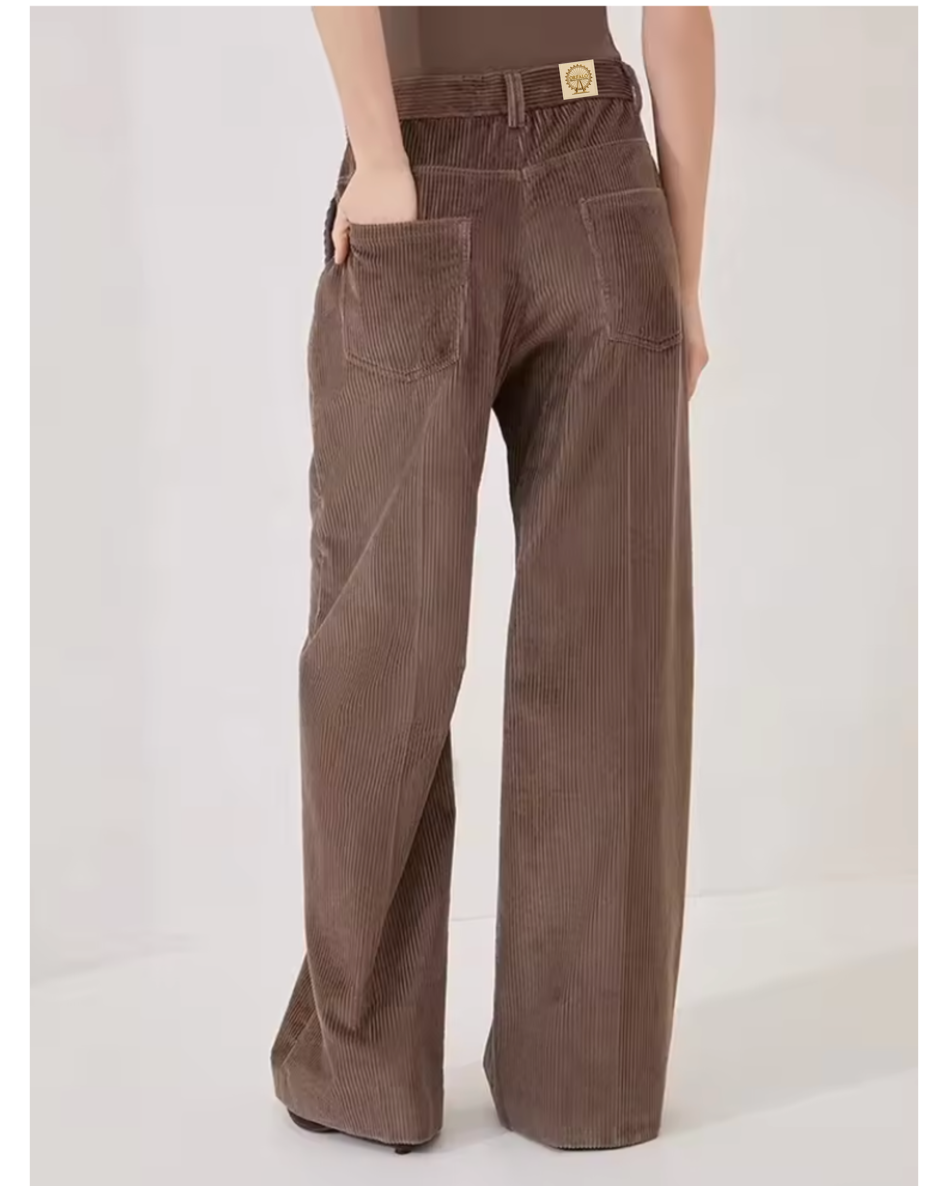 Eco-Friendly, Versatile Corduroy Wide-Leg Trousers, High-Waisted, Loose Straight