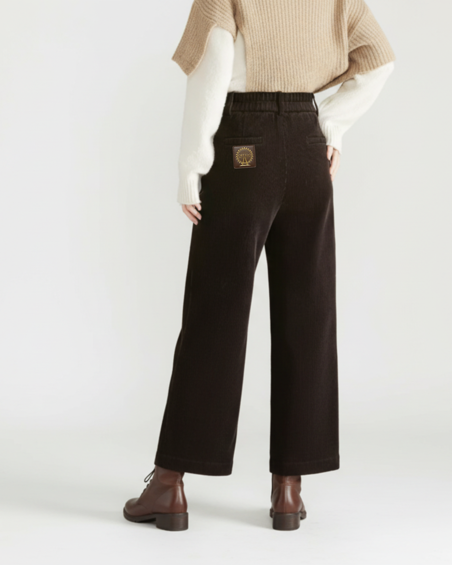 Versatile Corduroy Wide-leg Trousers, High-waisted, Loose Straight-leg